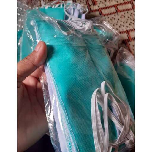 the inside of the bag is a light blue color.