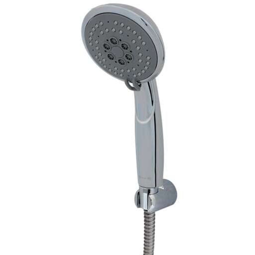 a retro style shower head with a cordless phone.