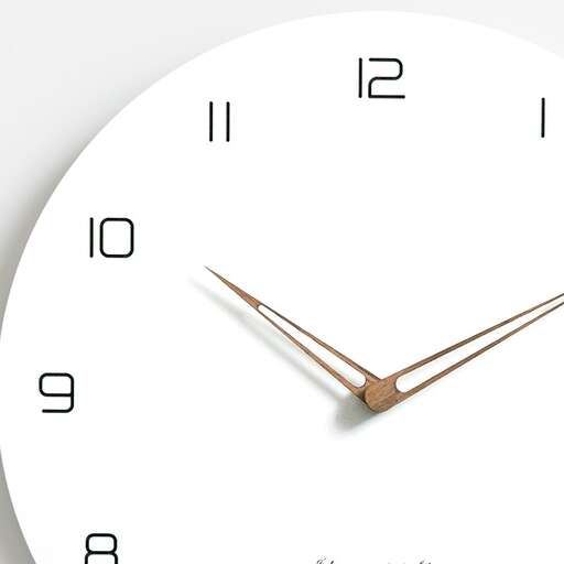 a clock with a long minute hand and a white face.