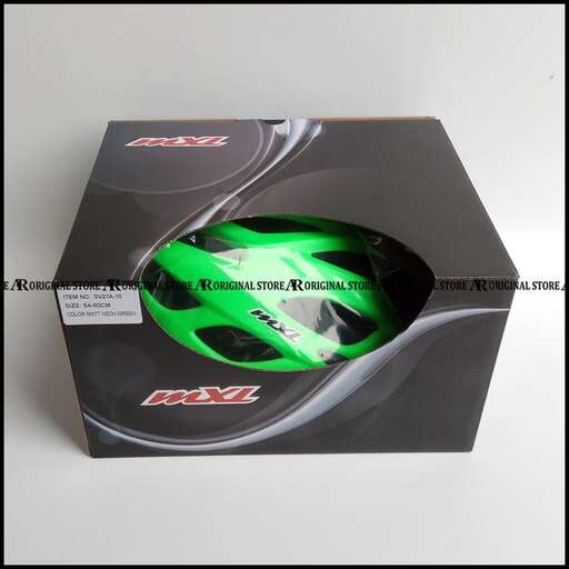 the box is made of plastic and has a green light inside.