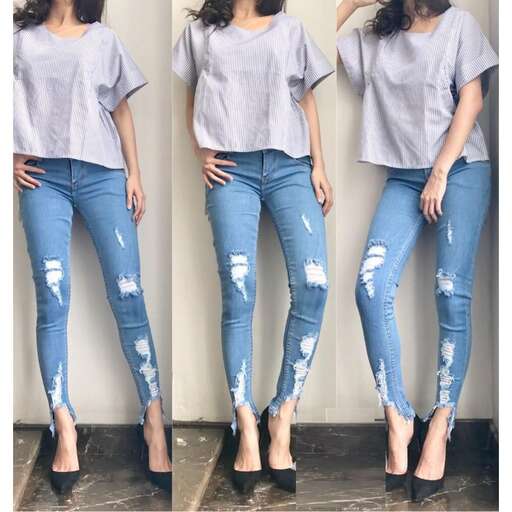 i love the ripped jeans and the ripped jeans.