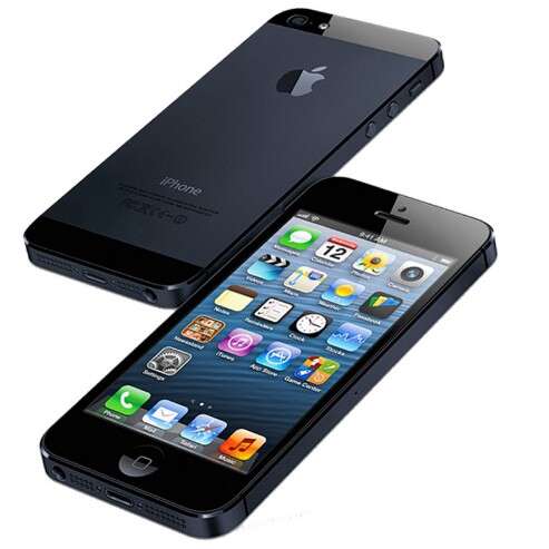 a black iphone and a white background.