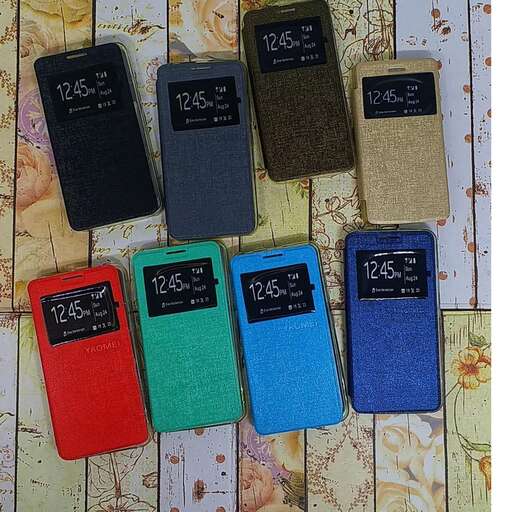 four cell phones are lined up in a row.