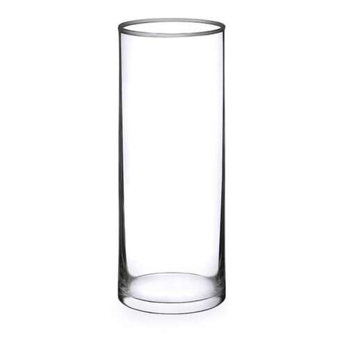 a tall glass vase with a curved base