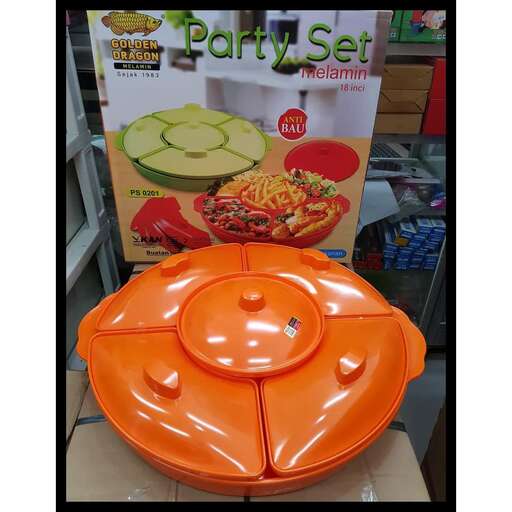 a plastic orange seat with a picture of a pizza box.