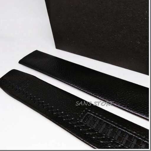 a black leather case with a leather strap and a leather strap.
