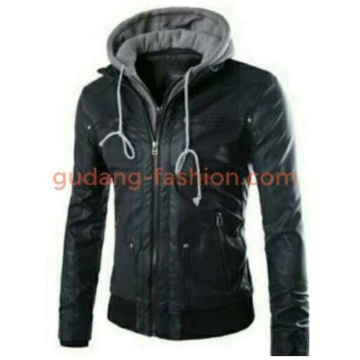 leather jacket with a hood
