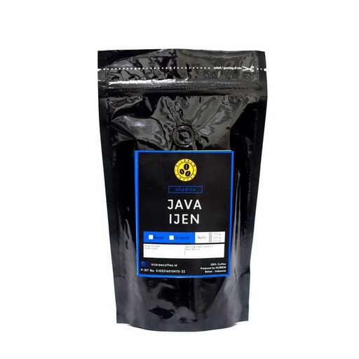 black coffee beans in a bag