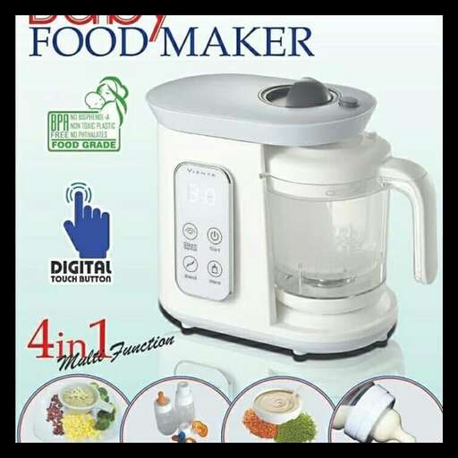 a picture of a food processor with a picture of a person making a food.