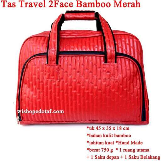 red bag with a black strap