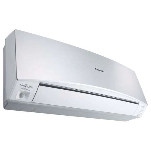 a white air conditioner on a white background.