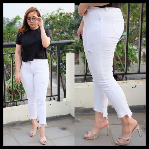 white jeans with a black top