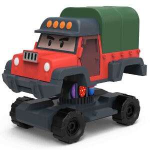 a toy truck made from a lego car.