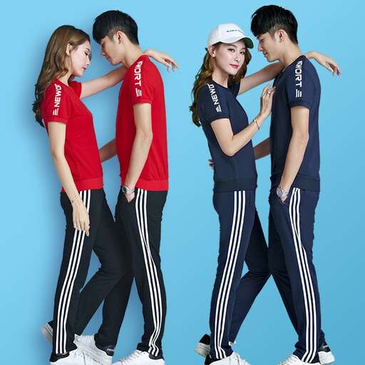 the girl in the red shirt is the guy in the blue shirt.