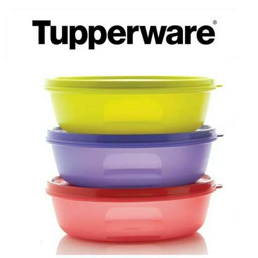 a stack of plastic containers with lids.