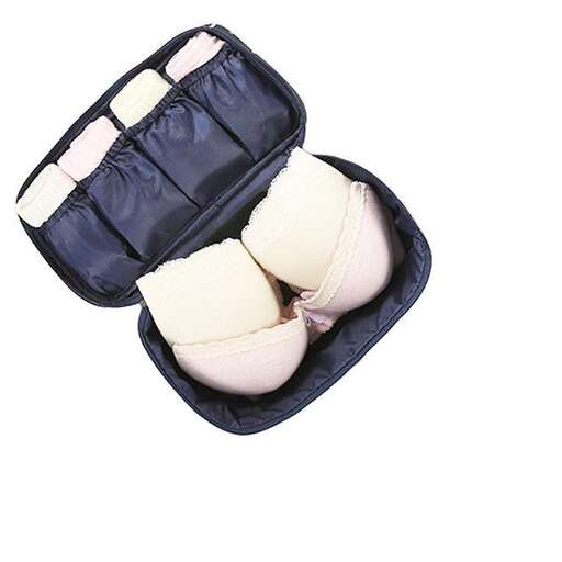 a black suitcase with a white background and a pair of gloves in it.