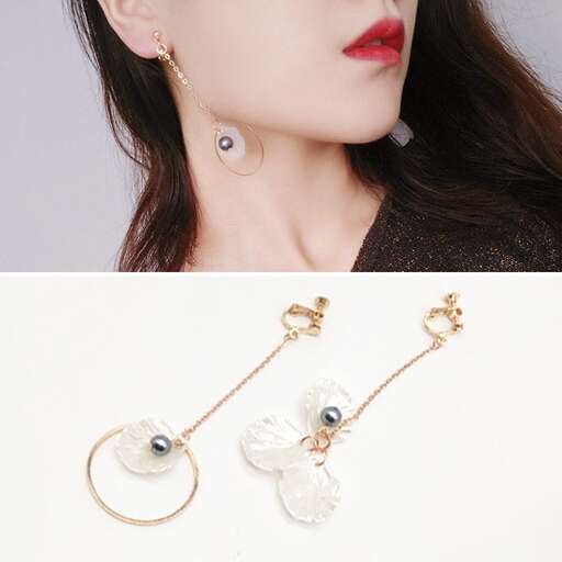 earrings with a flower and a pearl