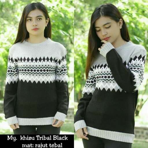 black and white sweater with a pattern