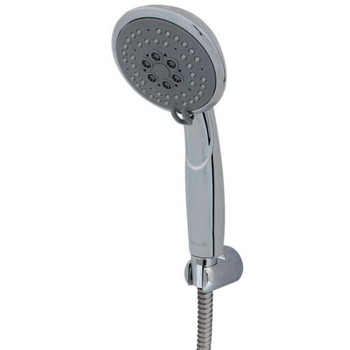 a retro style shower head with a round dial and a round dial.