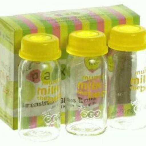 a set of three empty bottles.