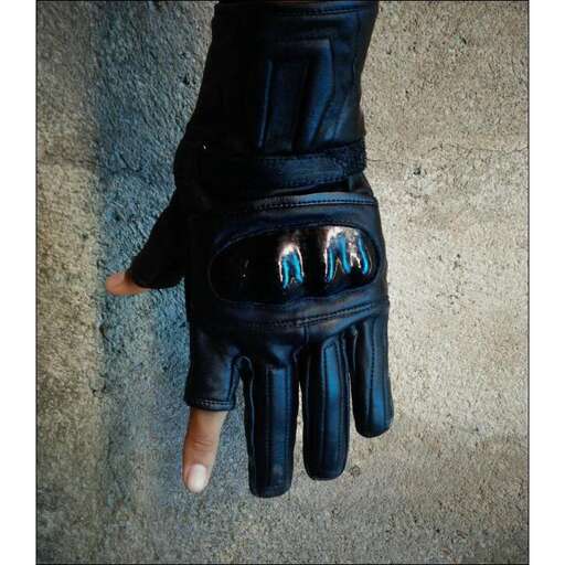 a glove with a blue face and a black glove.