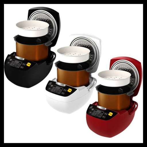 a set of three blenders with a white background.