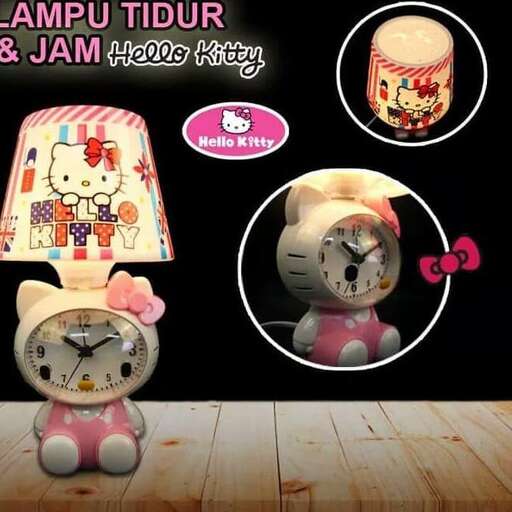 a cat with a clock and a lamp