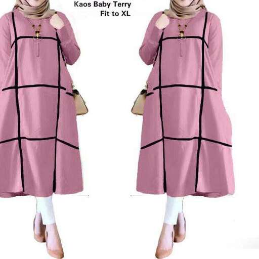 a pink coat with black lines
