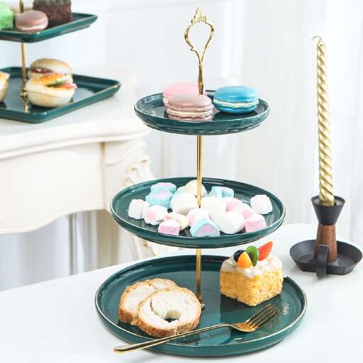 a table topped with a tray of food.