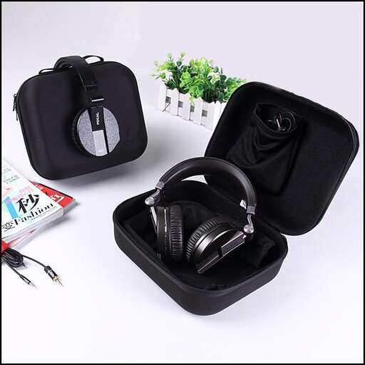 a headphones and a camera case with a camera in it.