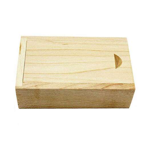 a small wooden box with a hole in the middle