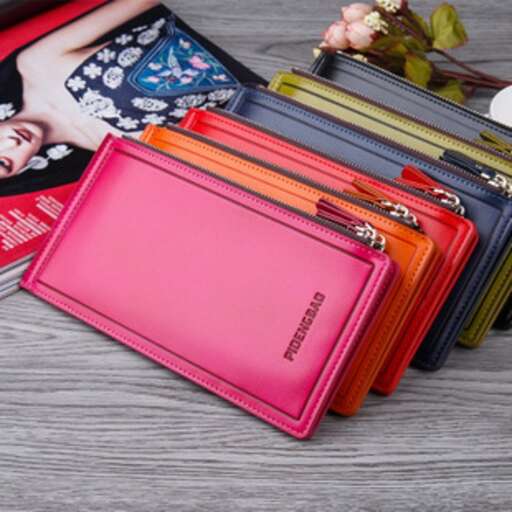 a wallet with a picture of a woman's face