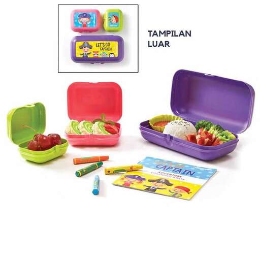 a set of plastic containers with food in them.