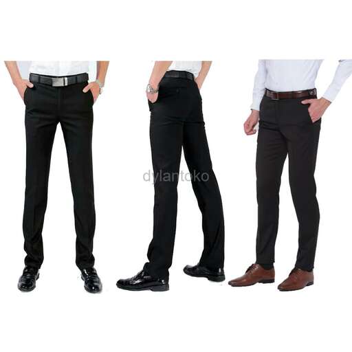 a man in a white shirt and black pants