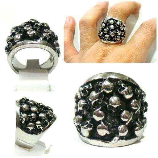 a ring made of black and white diamonds.