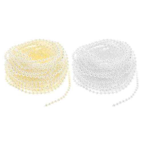 a pair of white pearl bracelets