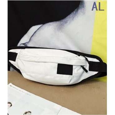 a bag with a black and white face.