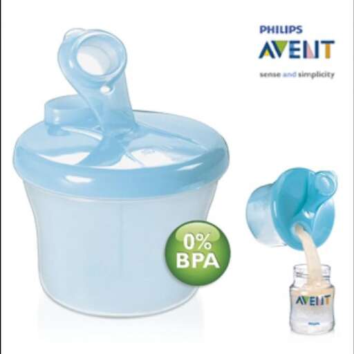 a baby shower with a blue lid and a tube of milk.