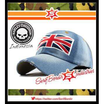vintage hat with a flag and a flag.