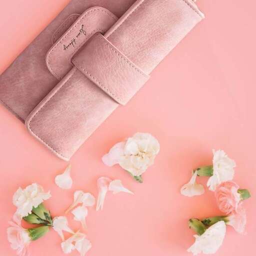 pink and white flowers on a pink background