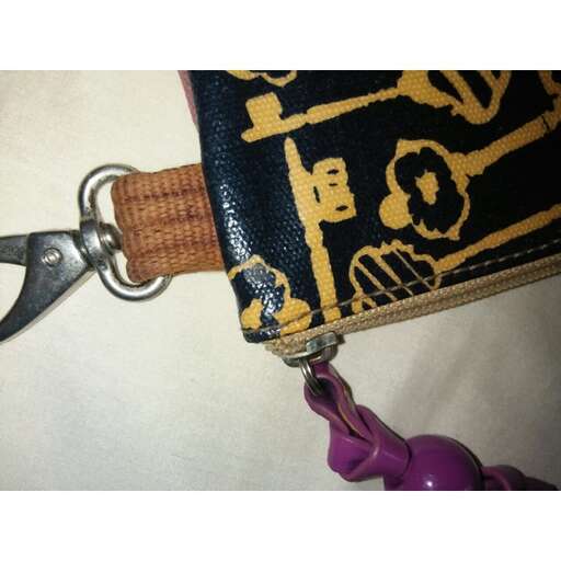 a close up of a purse with a zipper