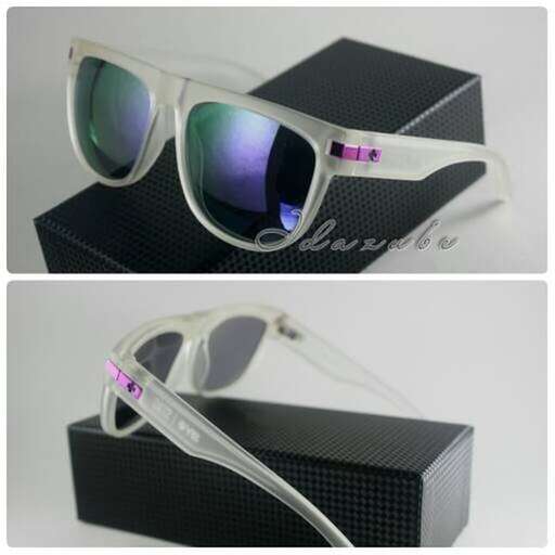 sunglasses in a box with a purple band
