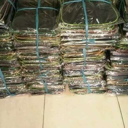 a stack of wrapped wrapped baskets