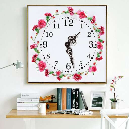a clock with flowers on it is a clock.