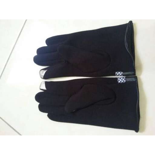 gloves with a white checkered pattern