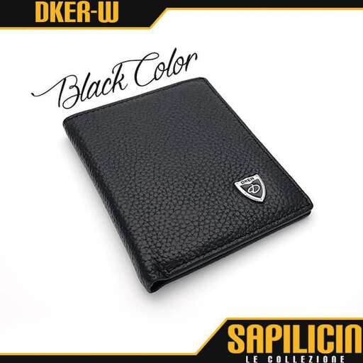 black leather wallet with a zipper