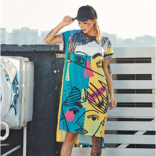 a printed t - shirt is paired with a printed t - shirt and a t - shirt.