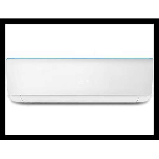 a white box with a blue stripe on it.
