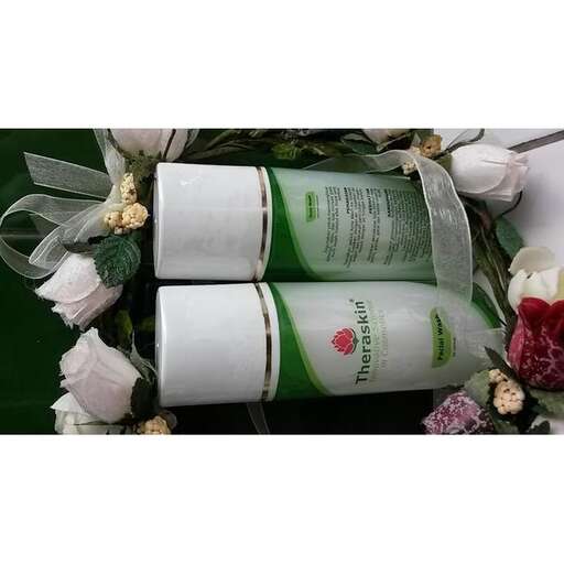 a wreath of shampoo and cream on a table.