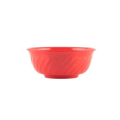 red plastic bowl on a white background